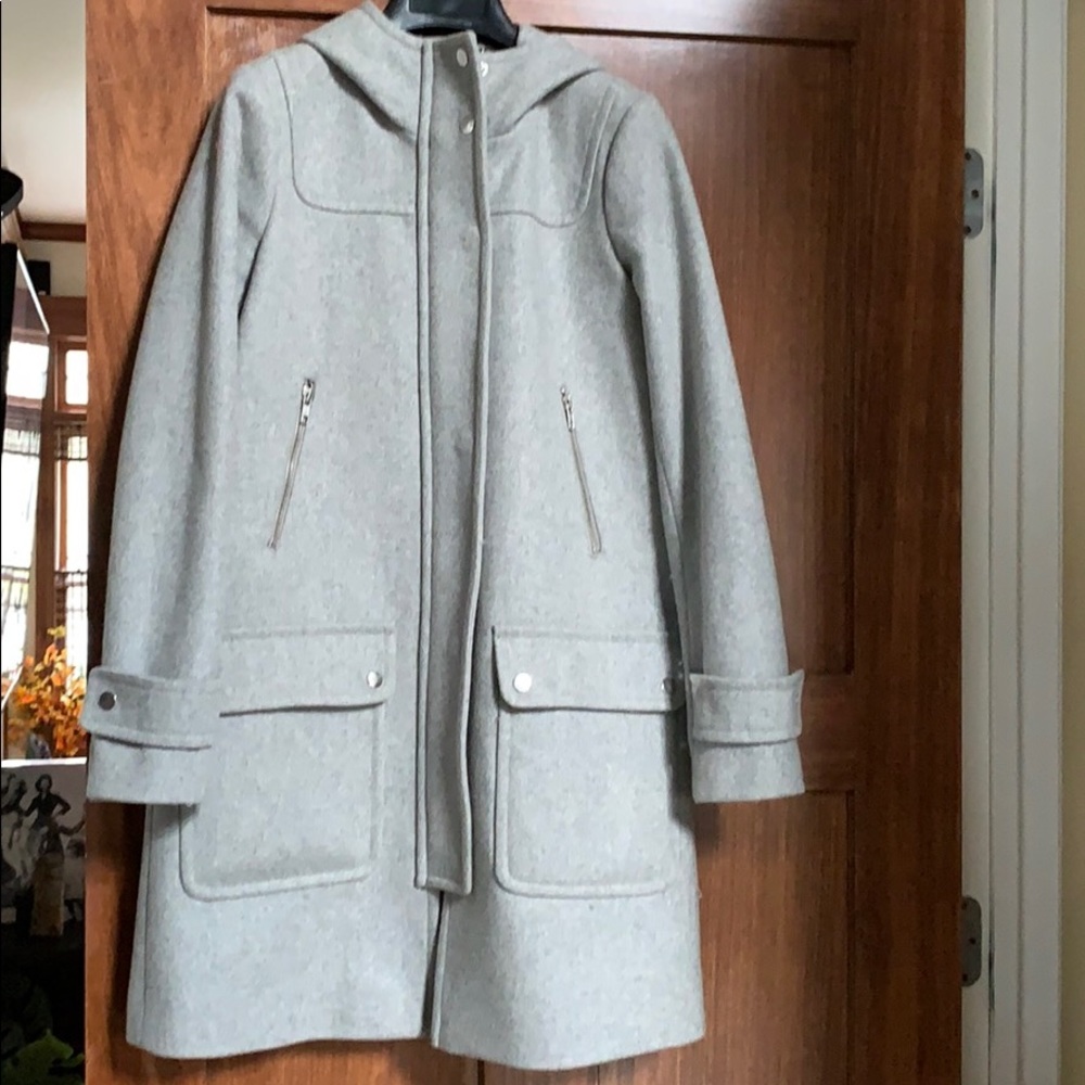 J. Crew Melton Wool Hooded Coat 4P